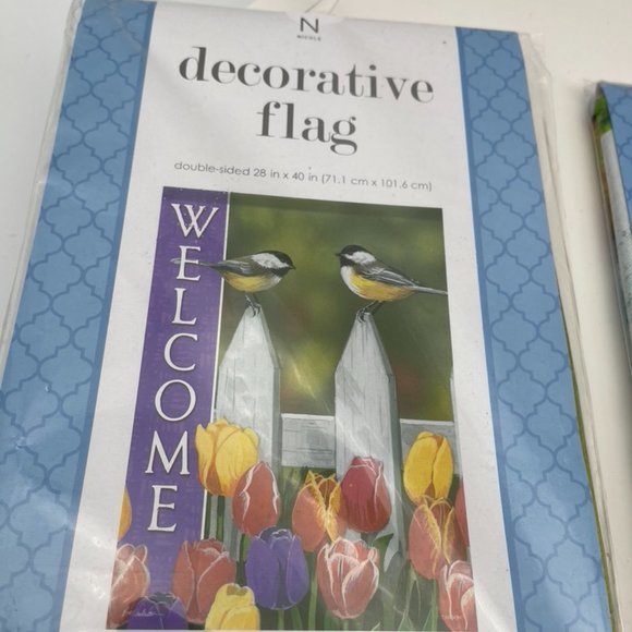 2 DECORATIVE FLAGS LARGE SIZE 28 X40 DOUBLE SIDED - Picture 8 of 14